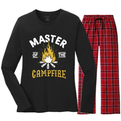 Master Of The Campfire Camping & Outdoors Gift Women's Long Sleeve Flannel Pajama Set 