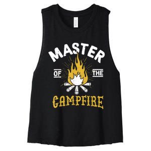 Master Of The Campfire Camping & Outdoors Gift Women's Racerback Cropped Tank