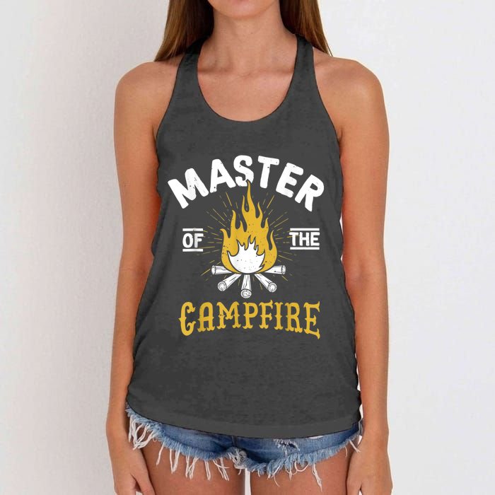 Master Of The Campfire Camping & Outdoors Gift Women's Knotted Racerback Tank