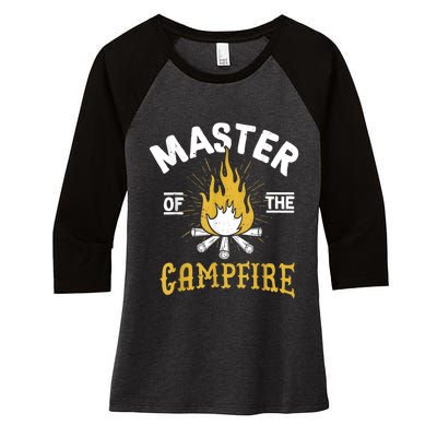 Master Of The Campfire Camping & Outdoors Gift Women's Tri-Blend 3/4-Sleeve Raglan Shirt