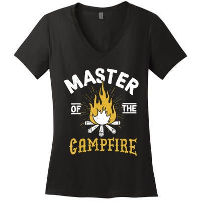 Master Of The Campfire Camping & Outdoors Gift Women's V-Neck T-Shirt