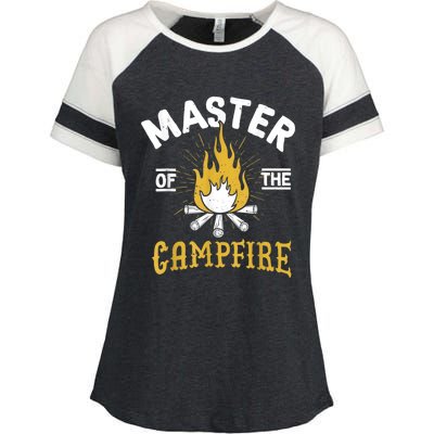 Master Of The Campfire Camping & Outdoors Gift Enza Ladies Jersey Colorblock Tee