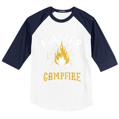 Master Of The Campfire Camping & Outdoors Gift Baseball Sleeve Shirt