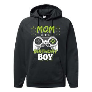 Mom Of The Birthday Boy Matching Video Gamer Birthday Party Performance Fleece Hoodie