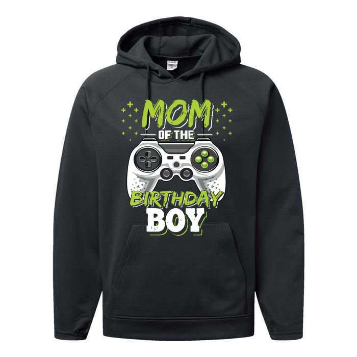 Mom Of The Birthday Boy Matching Video Gamer Birthday Party Performance Fleece Hoodie