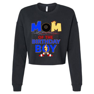 Mom Of The Birthday Boy Hedgehog Family Party Decorations Cropped Pullover Crew