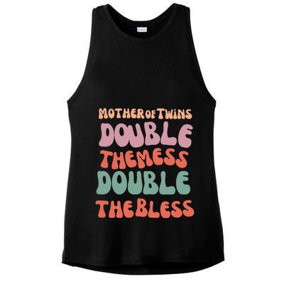 Mother Of Twins Double The Mess Double The Bless Funny Ladies PosiCharge Tri-Blend Wicking Tank