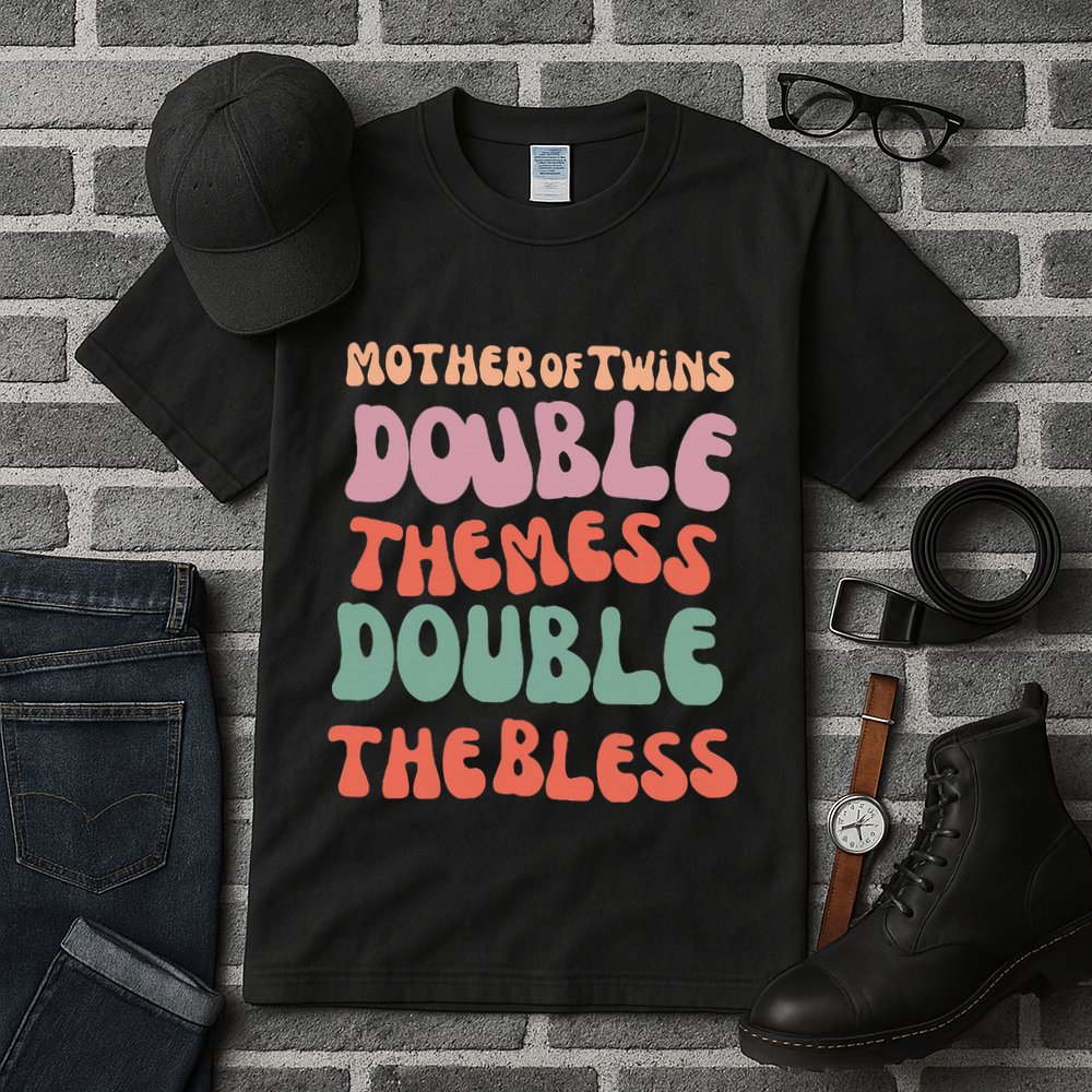 Mother Of Twins Double The Mess Double The Bless Funny Tall T-Shirt