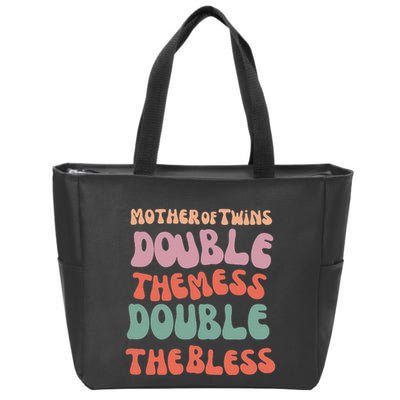 Mother Of Twins Double The Mess Double The Bless Funny Zip Tote Bag