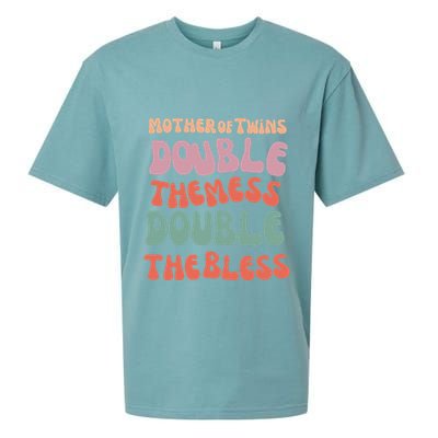 Mother Of Twins Double The Mess Double The Bless Funny Sueded Cloud Jersey T-Shirt