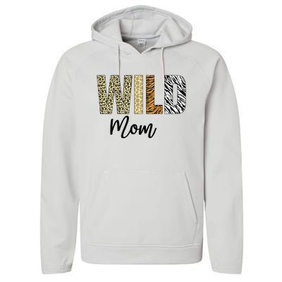 Mom of The Wild One Zoo Birthday Safari Jungle Animal Performance Fleece Hoodie