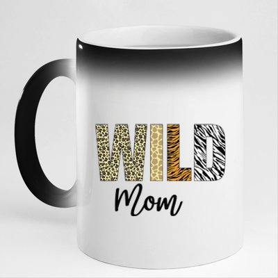 Mom of The Wild One Zoo Birthday Safari Jungle Animal 11oz Black Color Changing Mug