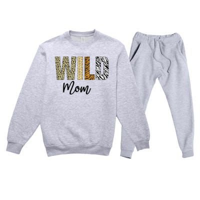 Mom of The Wild One Zoo Birthday Safari Jungle Animal Premium Crewneck Sweatsuit Set