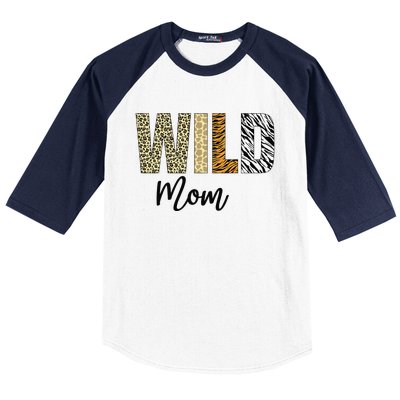 Mom of The Wild One Zoo Birthday Safari Jungle Animal Baseball Sleeve Shirt