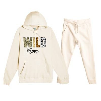 Mom of The Wild One Zoo Birthday Safari Jungle Animal Premium Hooded Sweatsuit Set