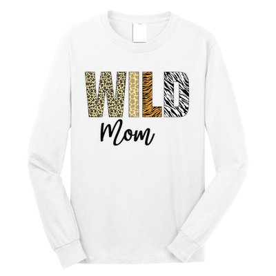 Mom of The Wild One Zoo Birthday Safari Jungle Animal Long Sleeve Shirt