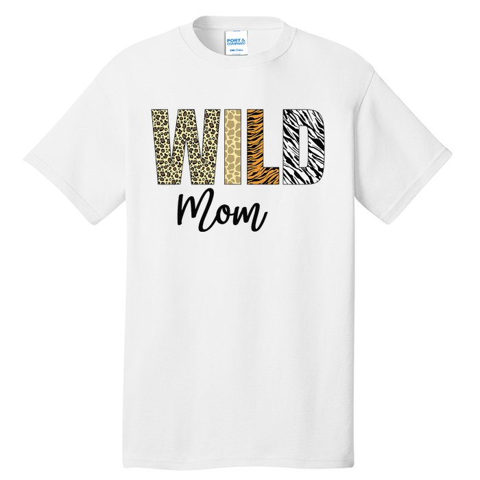 Mom of The Wild One Zoo Birthday Safari Jungle Animal Tall T-Shirt