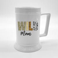 Mom of The Wild One Zoo Birthday Safari Jungle Animal Beer Stein