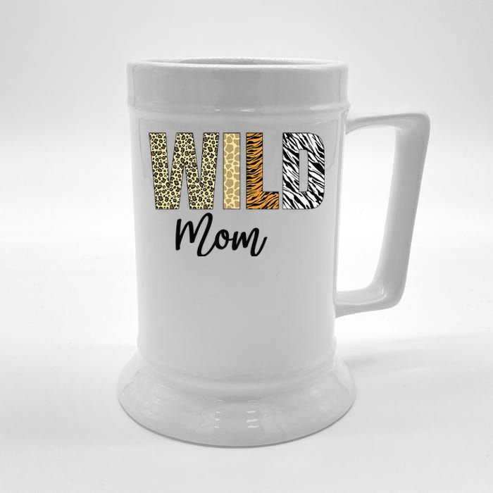 Mom of The Wild One Zoo Birthday Safari Jungle Animal Beer Stein