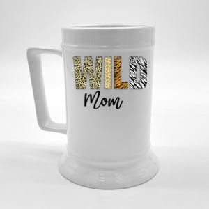 Mom of The Wild One Zoo Birthday Safari Jungle Animal Beer Stein