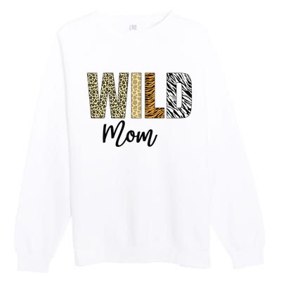 Mom of The Wild One Zoo Birthday Safari Jungle Animal Premium Crewneck Sweatshirt