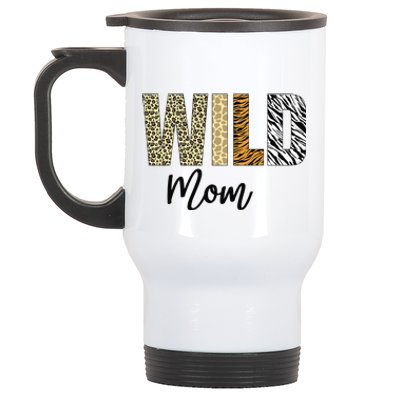 Mom of The Wild One Zoo Birthday Safari Jungle Animal Stainless Steel Travel Mug