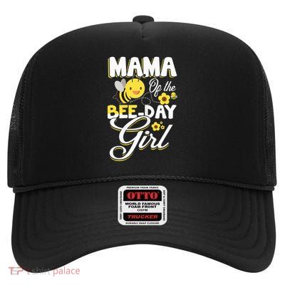 Mum Of The Bee Day Girl Bee Birthday Party Theme High Crown Mesh Back Trucker Hat