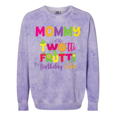 Mommy Of the Twotti Frutti Mom Birthday Party Colorblast Crewneck Sweatshirt