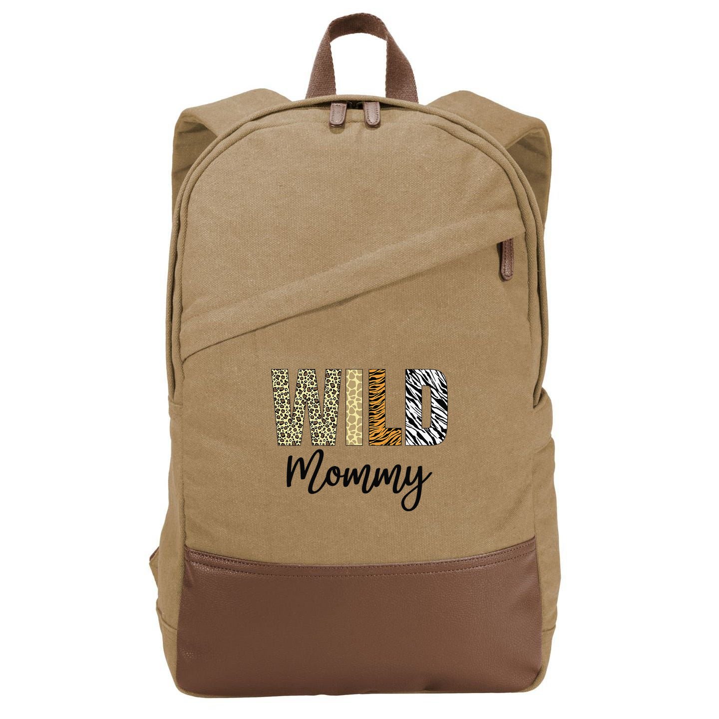 Mommy of The Wild One Zoo Birthday Safari Jungle Animal Cotton Canvas Backpack