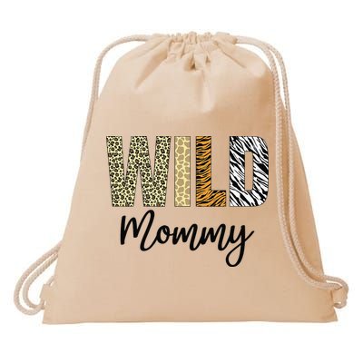 Mommy of The Wild One Zoo Birthday Safari Jungle Animal Drawstring Bag