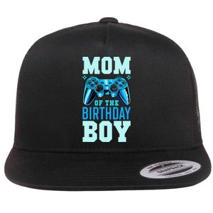 Mom of the Birthday Matching Video Gamer Birthday Party Flat Bill Trucker Hat