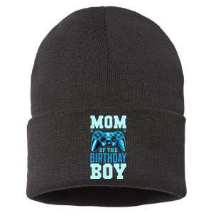 Mom of the Birthday Matching Video Gamer Birthday Party Sustainable Knit Beanie