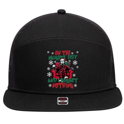 Myers On The Naughty List And We Regret Nothing Merry Creepmas 7 Panel Mesh Trucker Snapback Hat