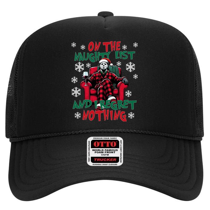 Myers On The Naughty List And We Regret Nothing Merry Creepmas High Crown Mesh Back Trucker Hat