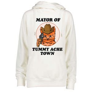 Mayor Of Tummy Ache Town Womens Funnel Neck Pullover Hood