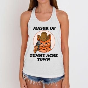 Mayor Of Tummy Ache Town Women's Knotted Racerback Tank