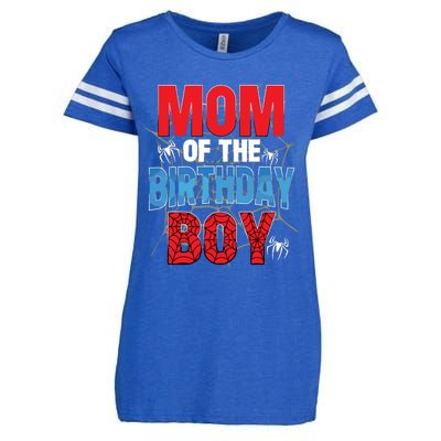 Mom Of The Birthday Boy Matching Family Spider Web Enza Ladies Jersey Football T-Shirt