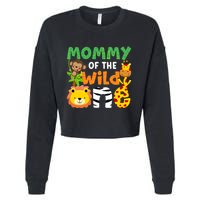 Mommy Of The Wild One Zoo Theme Bday Safari Jungle Animals Cropped Pullover Crew