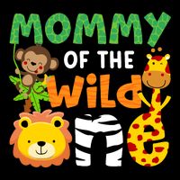 Mommy Of The Wild One Zoo Theme Bday Safari Jungle Animals Cropped Pullover Crew