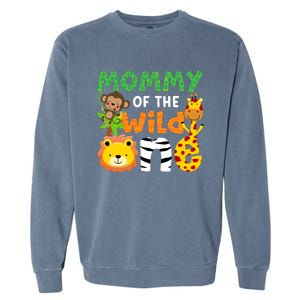 Mommy Of The Wild One Zoo Theme Bday Safari Jungle Animals Garment-Dyed Sweatshirt