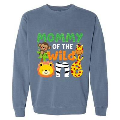 Mommy Of The Wild One Zoo Theme Bday Safari Jungle Animals Garment-Dyed Sweatshirt
