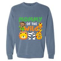 Mommy Of The Wild One Zoo Theme Bday Safari Jungle Animals Garment-Dyed Sweatshirt