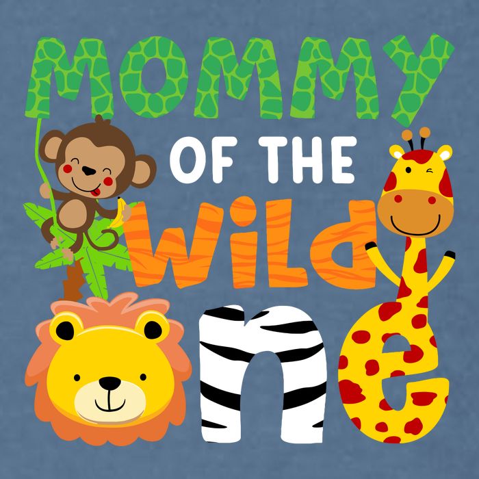 Mommy Of The Wild One Zoo Theme Bday Safari Jungle Animals Garment-Dyed Sweatshirt