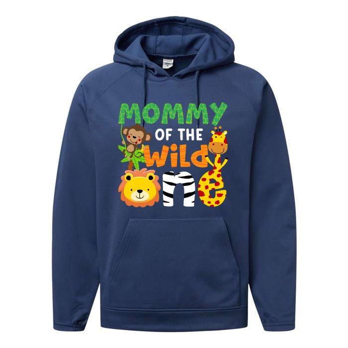 Mommy Of The Wild One Zoo Theme Bday Safari Jungle Animals Performance Fleece Hoodie