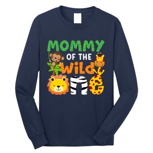 Mommy Of The Wild One Zoo Theme Bday Safari Jungle Animals Long Sleeve Shirt