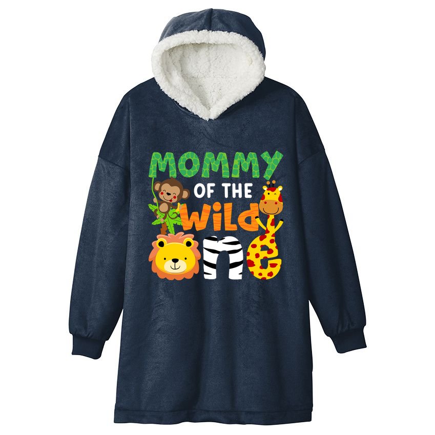 Mommy Of The Wild One Zoo Theme Bday Safari Jungle Animals Hooded Wearable Blanket