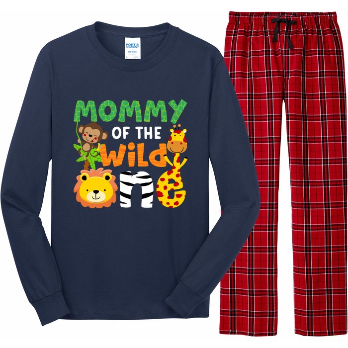 Mommy Of The Wild One Zoo Theme Bday Safari Jungle Animals Long Sleeve Pajama Set