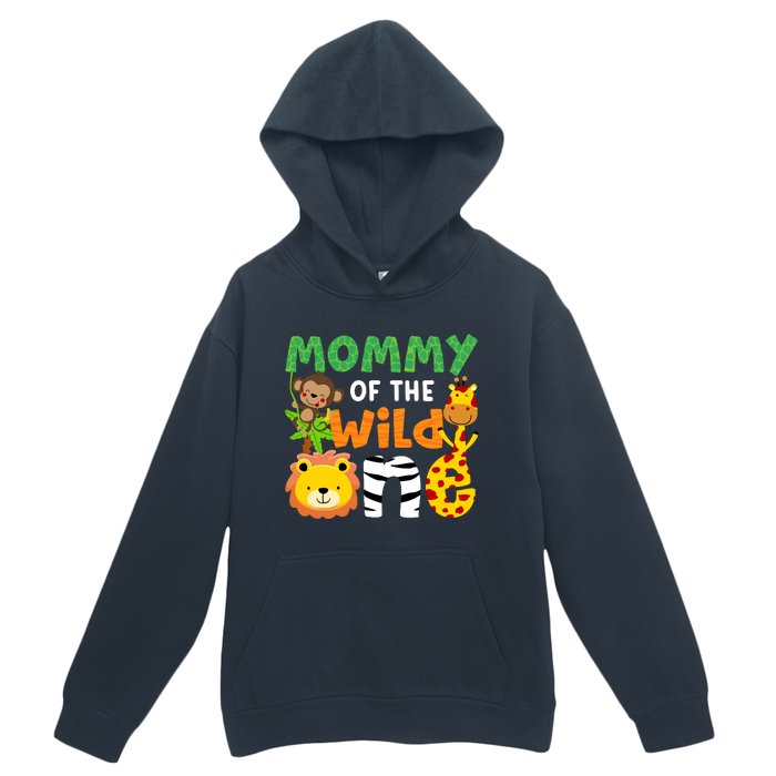 Mommy Of The Wild One Zoo Theme Bday Safari Jungle Animals Urban Pullover Hoodie