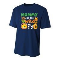 Mommy Of The Wild One Zoo Theme Bday Safari Jungle Animals Youth Performance Sprint T-Shirt
