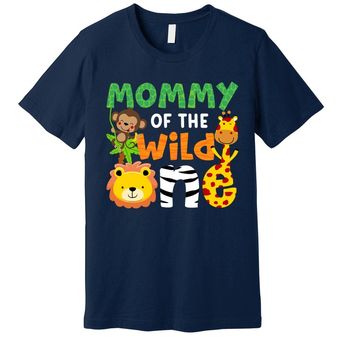 Mommy Of The Wild One Zoo Theme Bday Safari Jungle Animals Premium T-Shirt